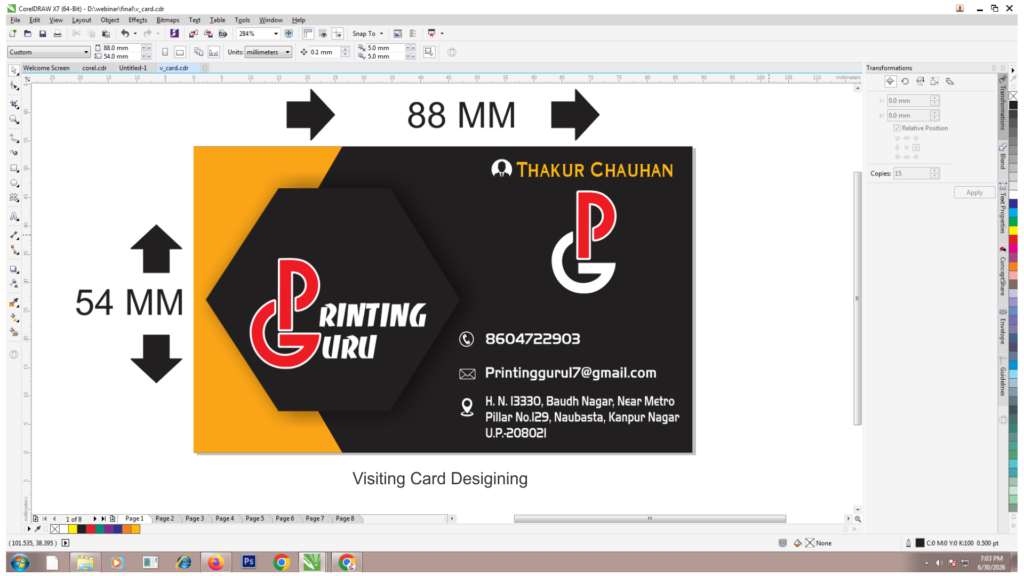 Visiting Card Design in CorelDRAW